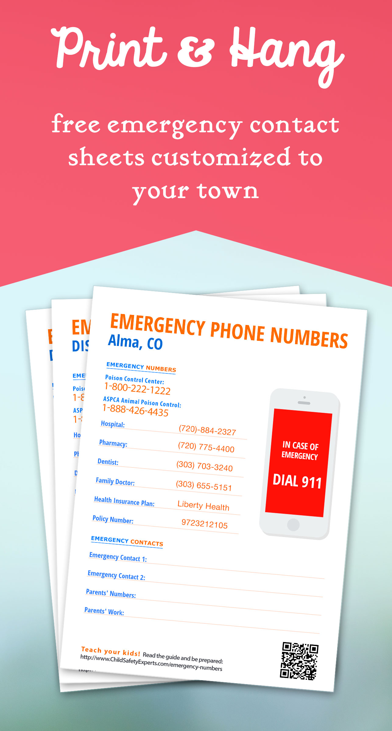 Important Emergency Phone Numbers Print And Hang On The Fridge