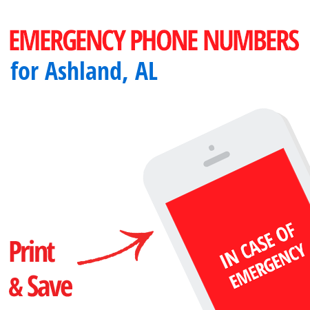 Important emergency numbers in Ashland, AL