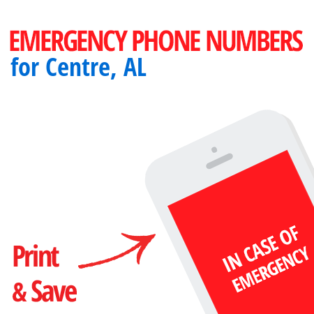Important emergency numbers in Centre, AL