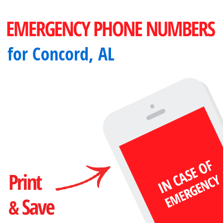 Important emergency numbers in Concord, AL
