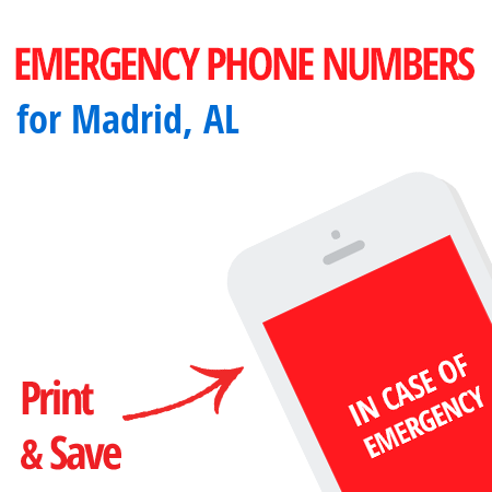 Important emergency numbers in Madrid, AL