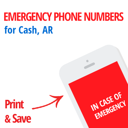 Important emergency numbers in Cash, AR