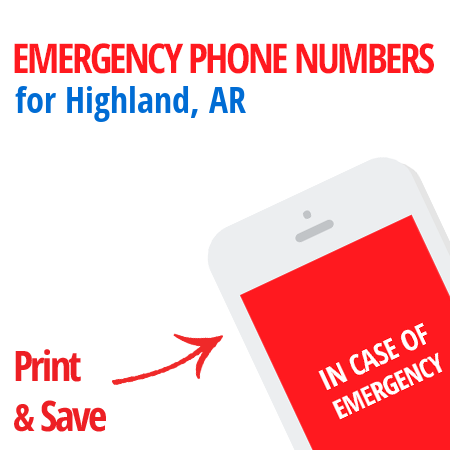 Important emergency numbers in Highland, AR