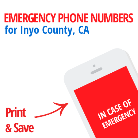Important emergency numbers in Inyo County, CA