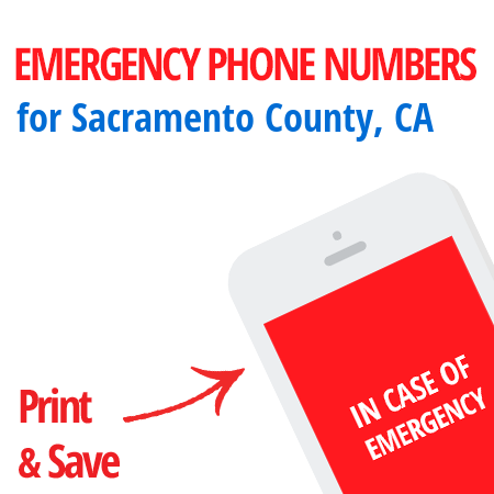 Important emergency numbers in Sacramento County, CA