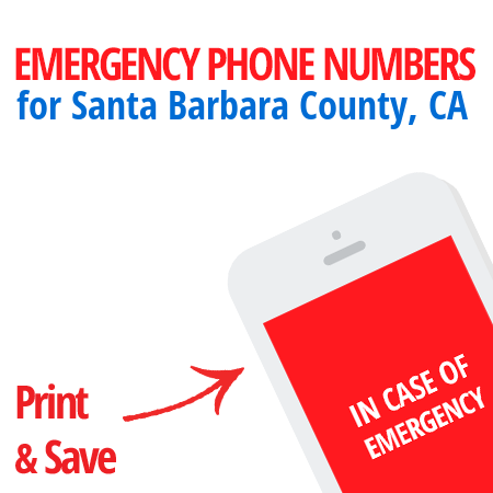 Important emergency numbers in Santa Barbara County, CA