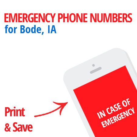 Important emergency numbers in Bode, IA