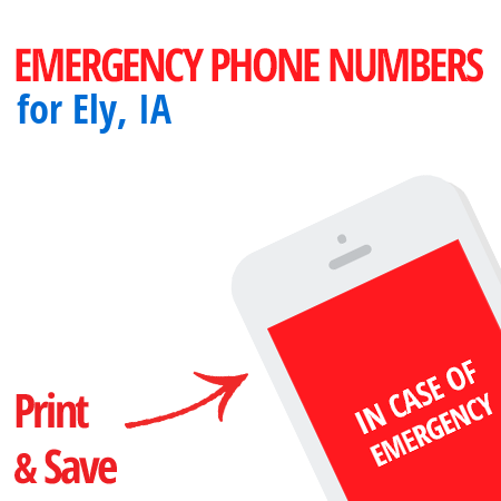 Important emergency numbers in Ely, IA