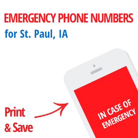 Important emergency numbers in St. Paul, IA