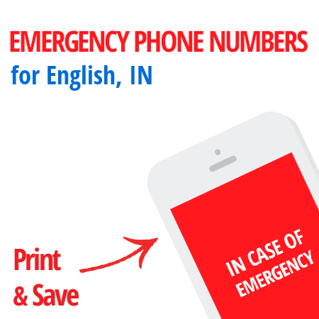 Important emergency numbers in English, IN