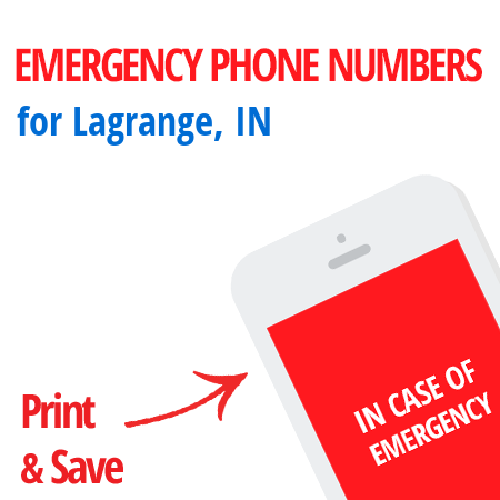 Important emergency numbers in Lagrange, IN