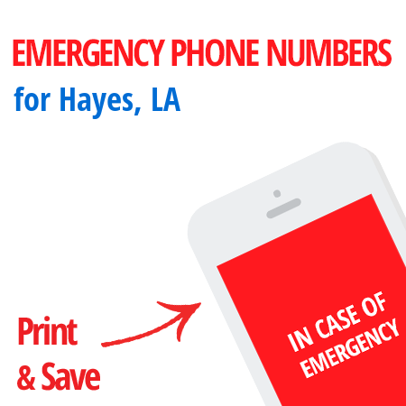 Important emergency numbers in Hayes, LA