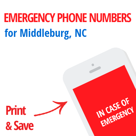 Important emergency numbers in Middleburg, NC