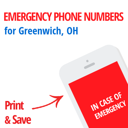 Important emergency numbers in Greenwich, OH