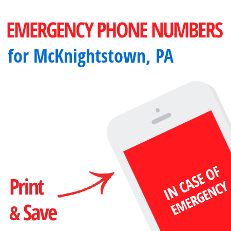 Important emergency numbers in McKnightstown, PA