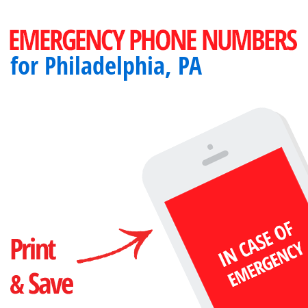 Important emergency numbers in Philadelphia, PA