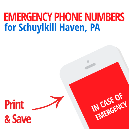 Important emergency numbers in Schuylkill Haven, PA