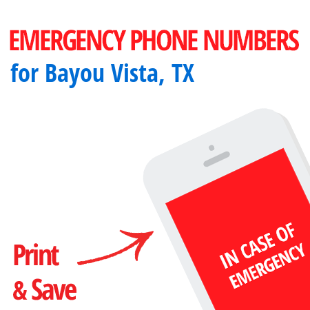 Important emergency numbers in Bayou Vista, TX