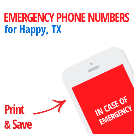 Important emergency numbers in Happy, TX