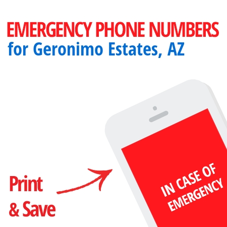 Important emergency numbers in Geronimo Estates, AZ