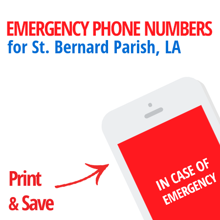Important emergency numbers in St. Bernard Parish, LA
