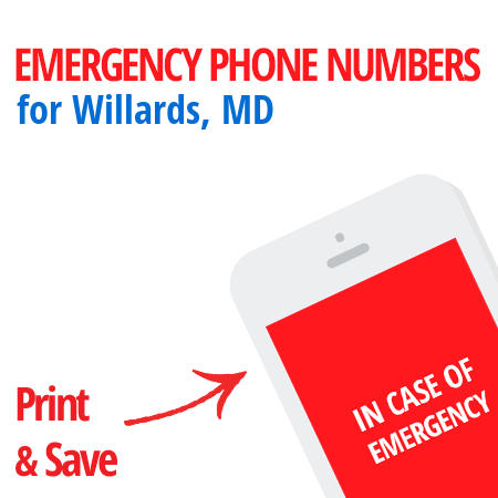Important emergency numbers in Willards, MD