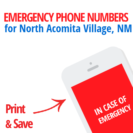Important emergency numbers in North Acomita Village, NM